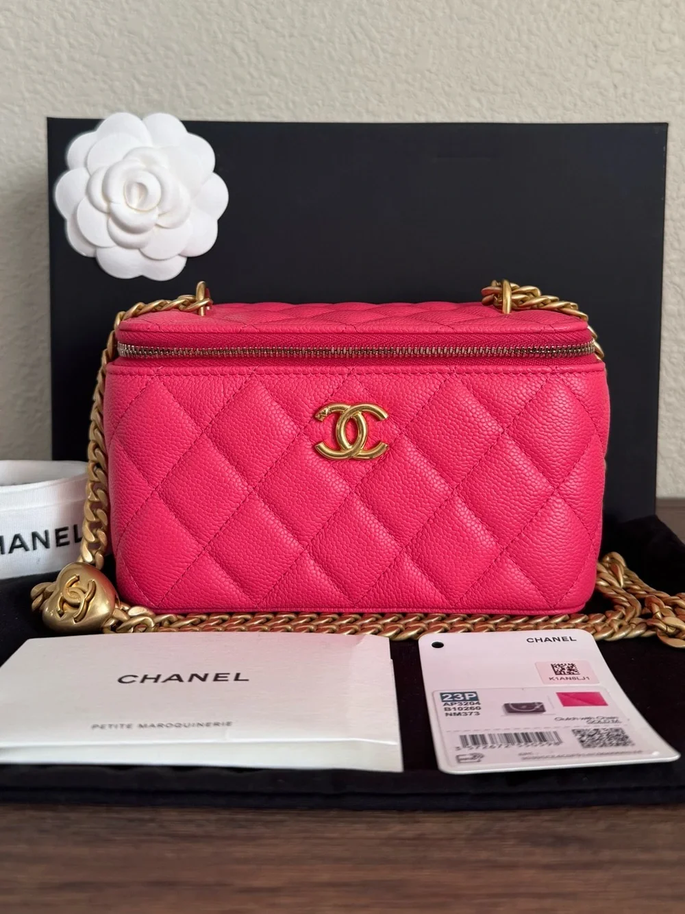 NEW CHANEL Caviar Quilted Leather Heart Crush Vanity Bag